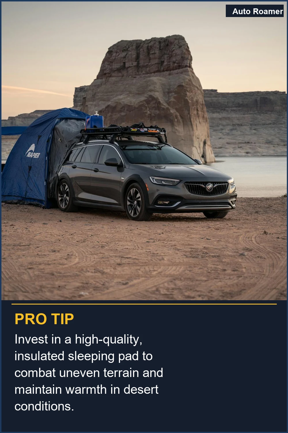 Invest in a high-quality, insulated sleeping pad to combat uneven terrain and maintain warmth in desert conditions.