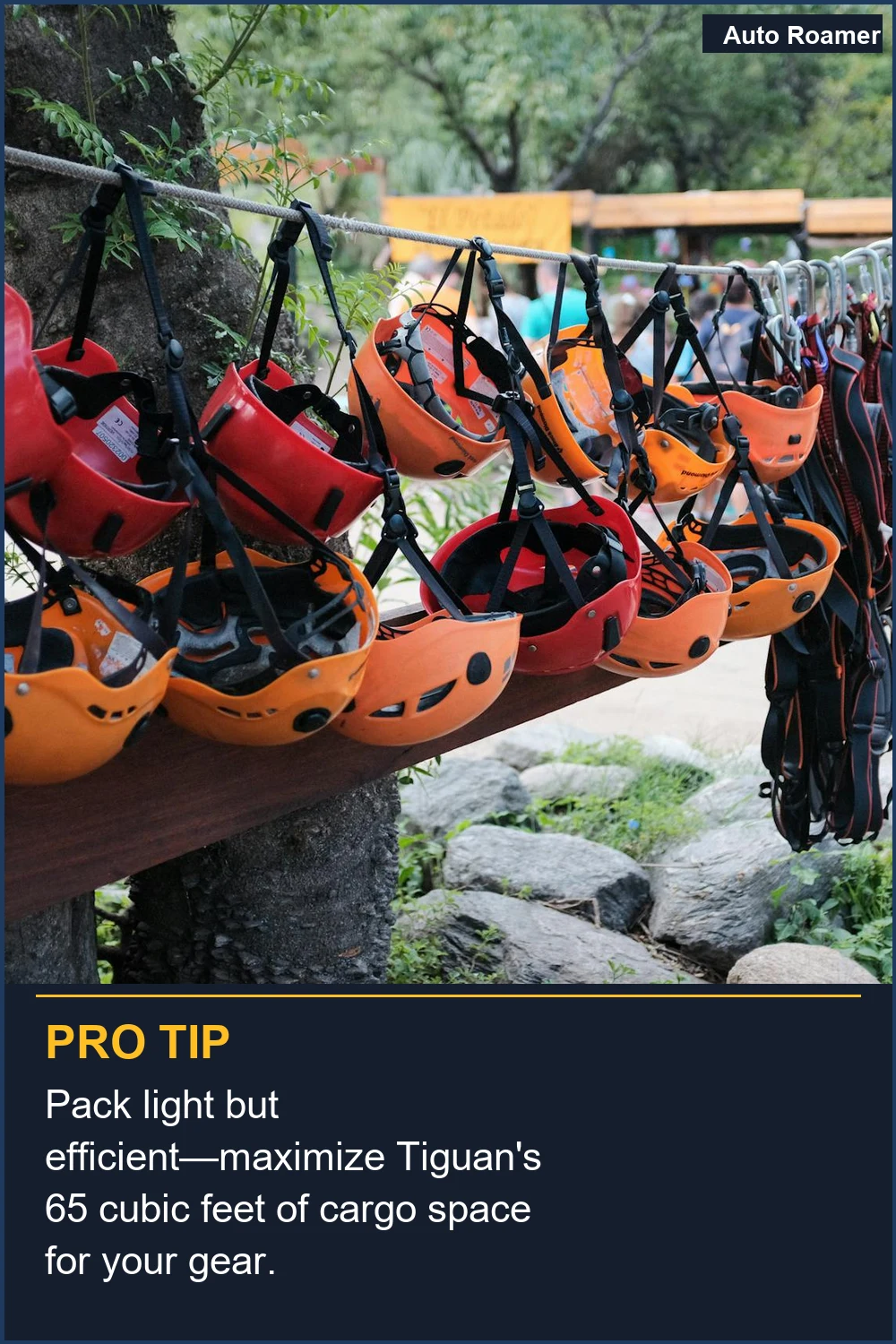 Pack light but efficient--maximize Tiguan's 65 cubic feet of cargo space for your gear.