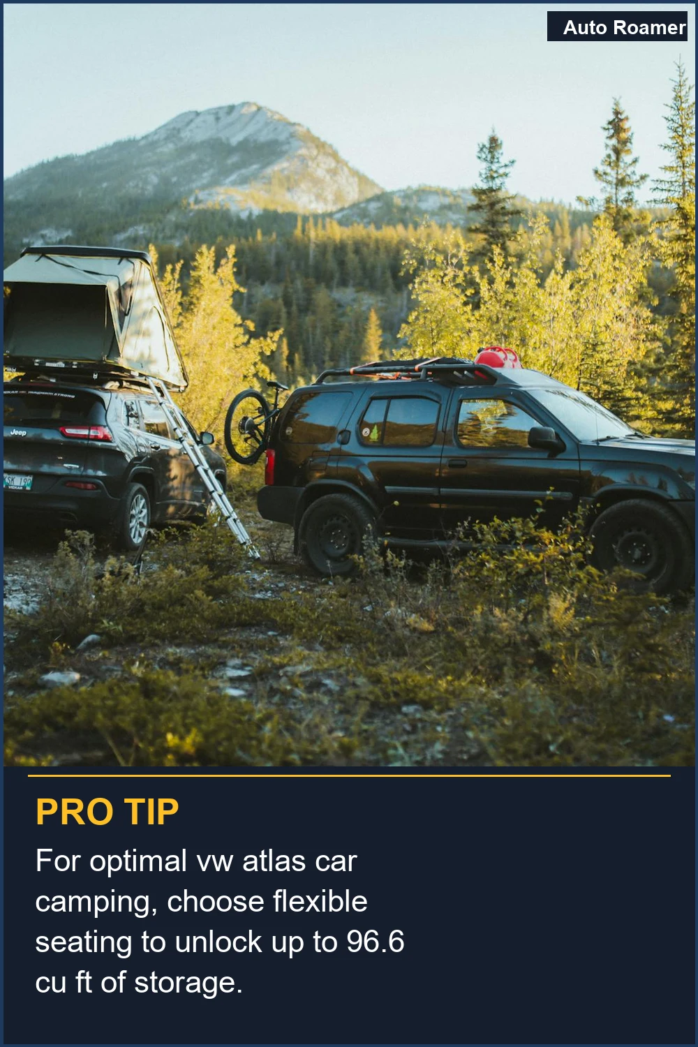 For optimal vw atlas car camping, choose flexible seating to unlock up to 96.6 cu ft of storage.