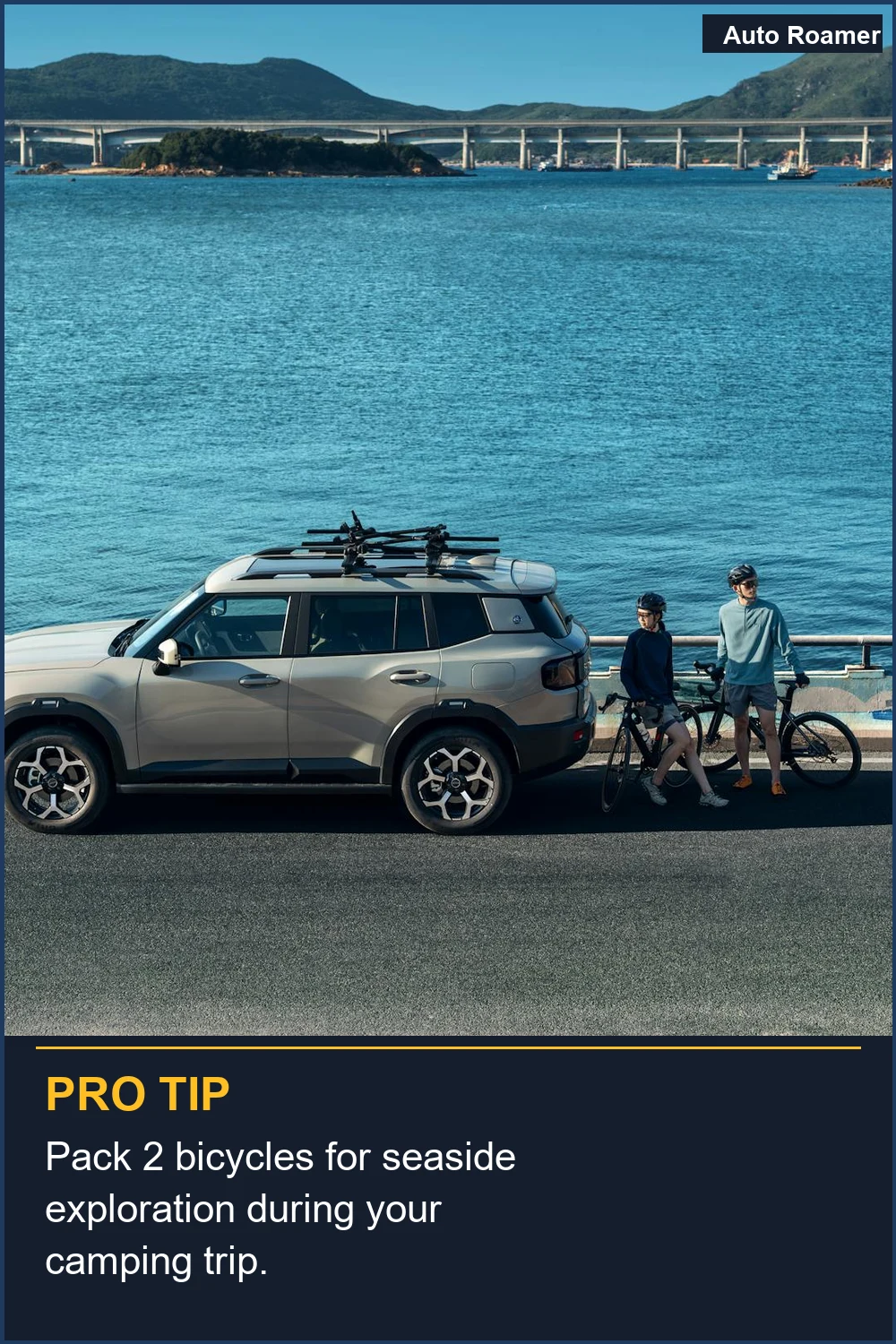 Pack 2 bicycles for seaside exploration during your camping trip.