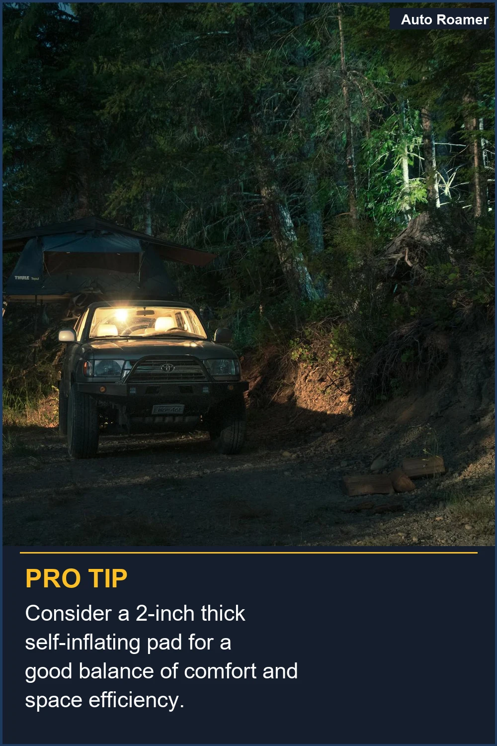 Consider a 2-inch thick self-inflating pad for a good balance of comfort and space efficiency.