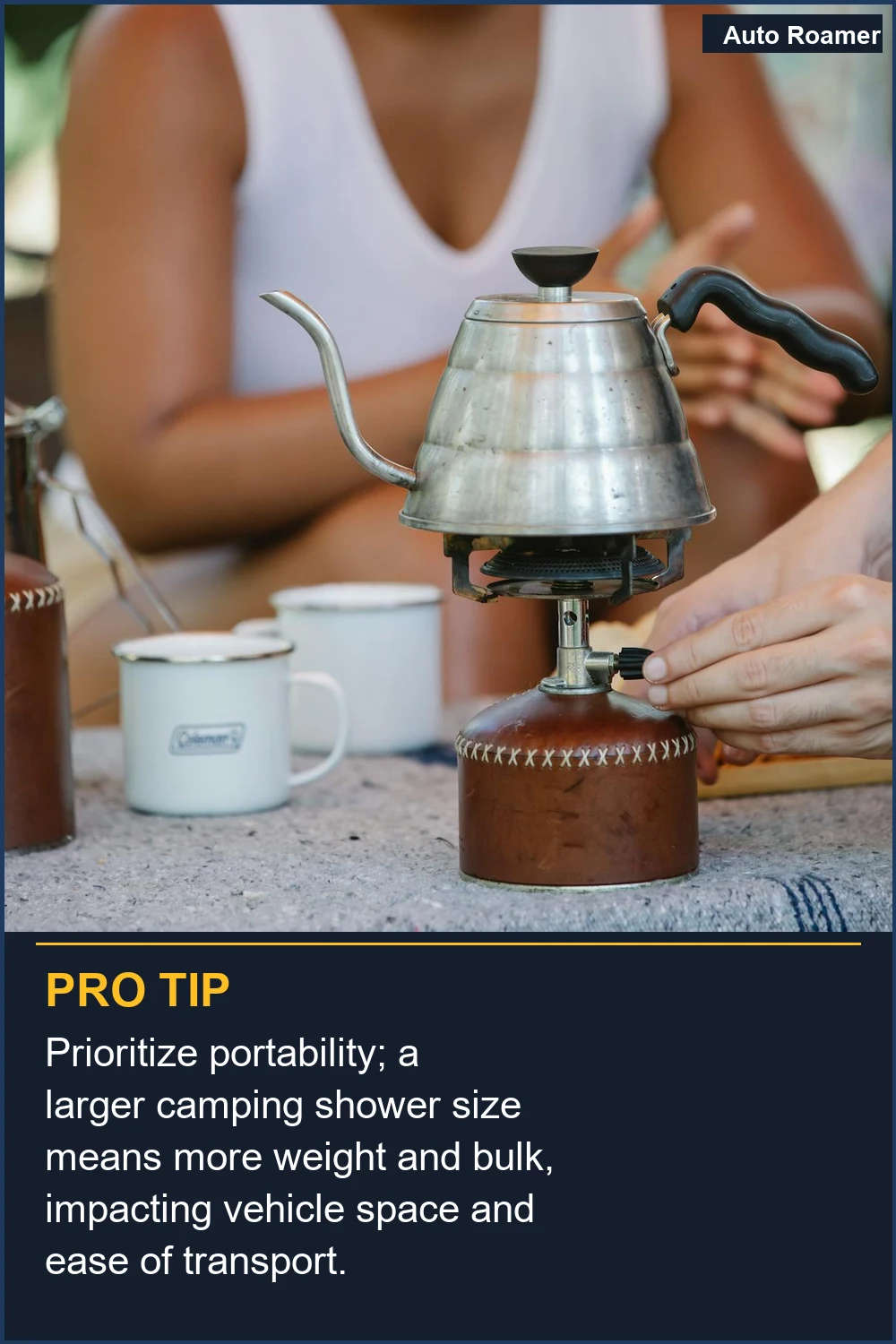 Prioritize portability; a larger camping shower size means more weight and bulk, impacting vehicle space and ease of transport.