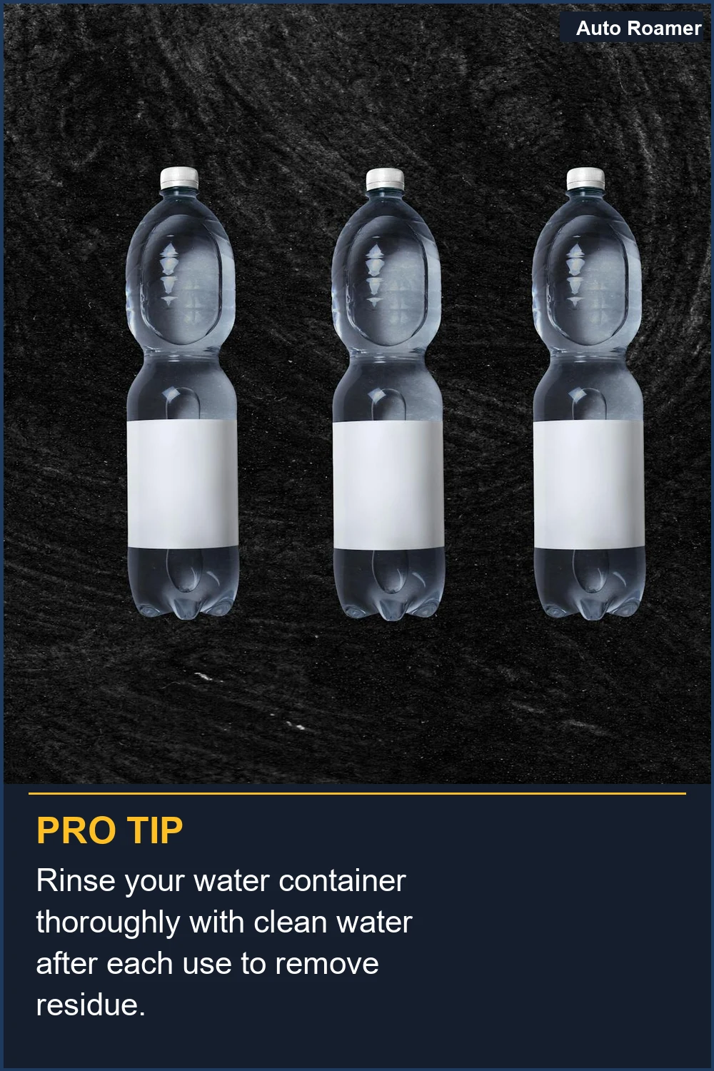 Rinse your water container thoroughly with clean water after each use to remove residue.