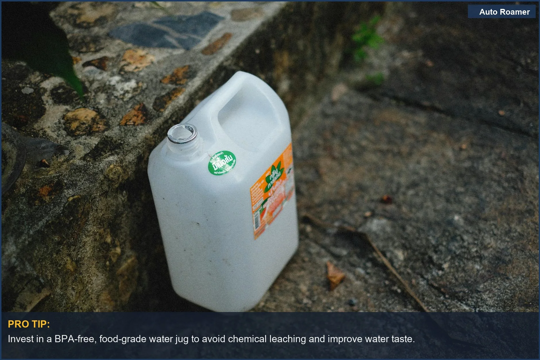 A large, food-grade white water jug for car camping, essential for clean water storage outdoors.
