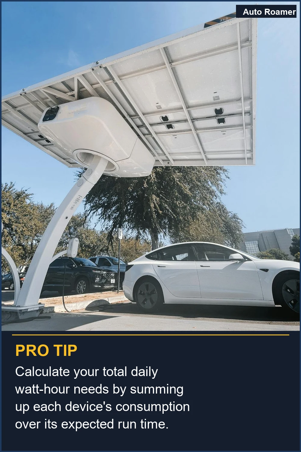 Calculate your total daily watt-hour needs by summing up each device's consumption over its expected run time.