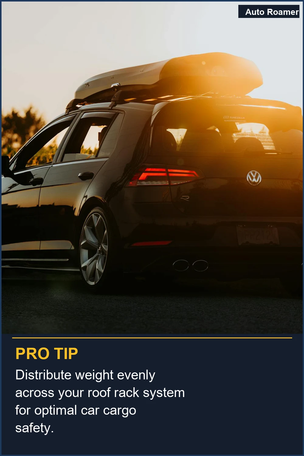 Distribute weight evenly across your roof rack system for optimal car cargo safety.