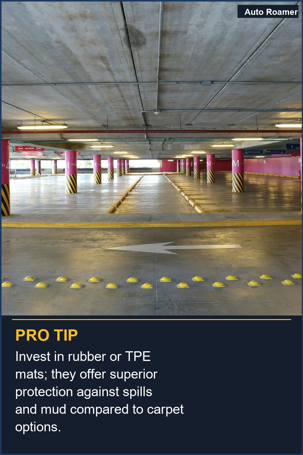 Invest in rubber or TPE mats; they offer superior protection against spills and mud compared to carpet options.