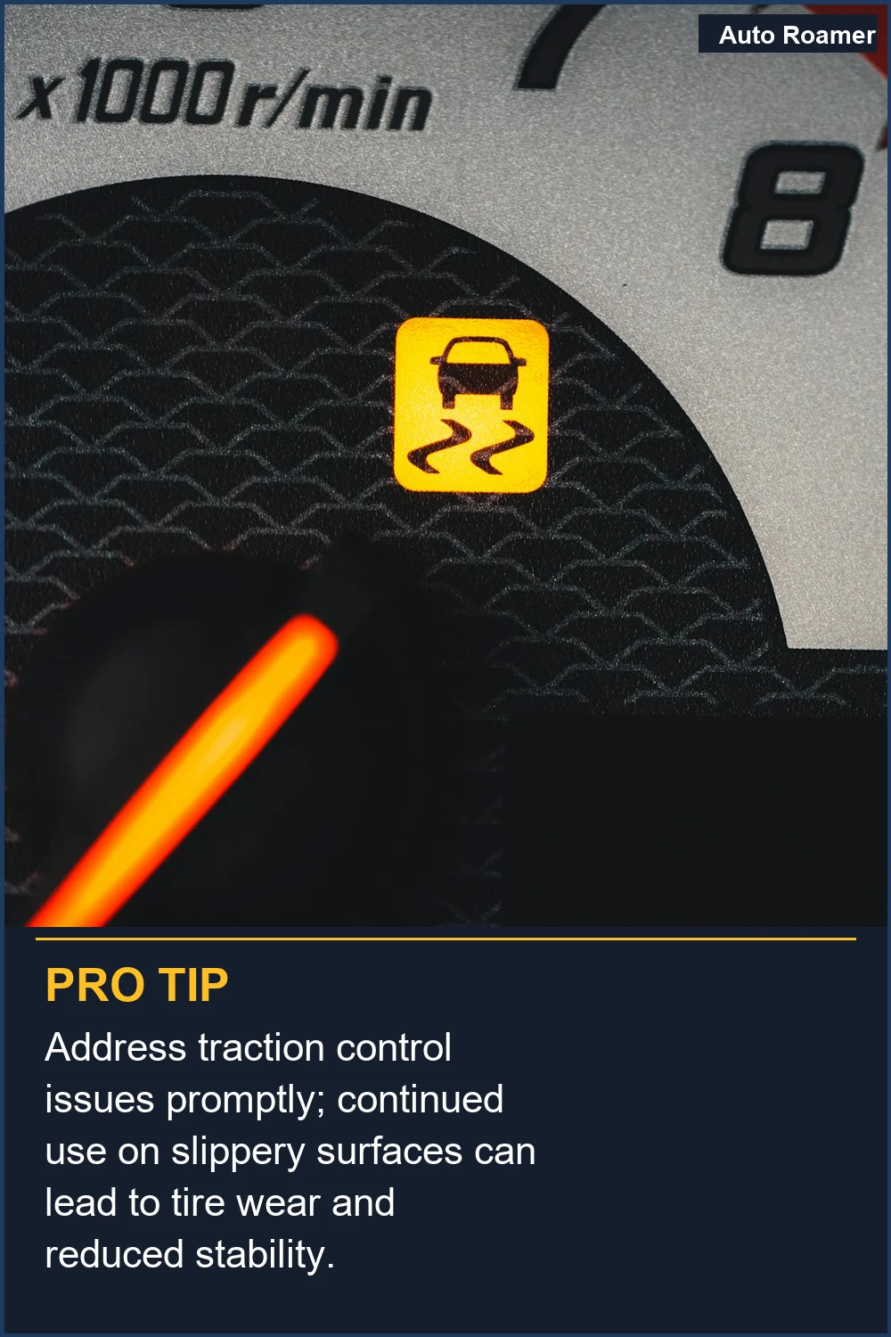 Address traction control issues promptly; continued use on slippery surfaces can lead to tire wear and reduced stability.