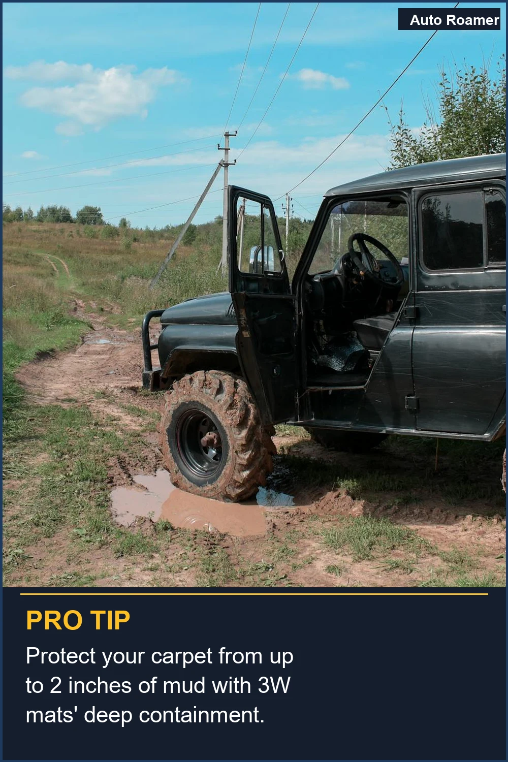 Protect your carpet from up to 2 inches of mud with 3W mats' deep containment.