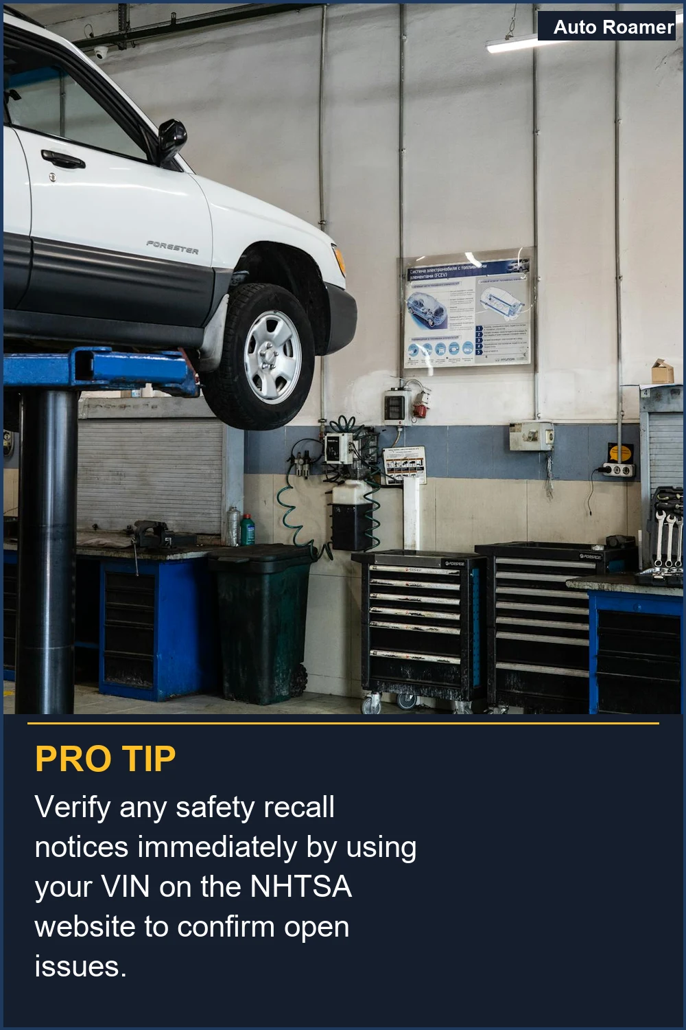 Verify any safety recall notices immediately by using your VIN on the NHTSA website to confirm open issues.