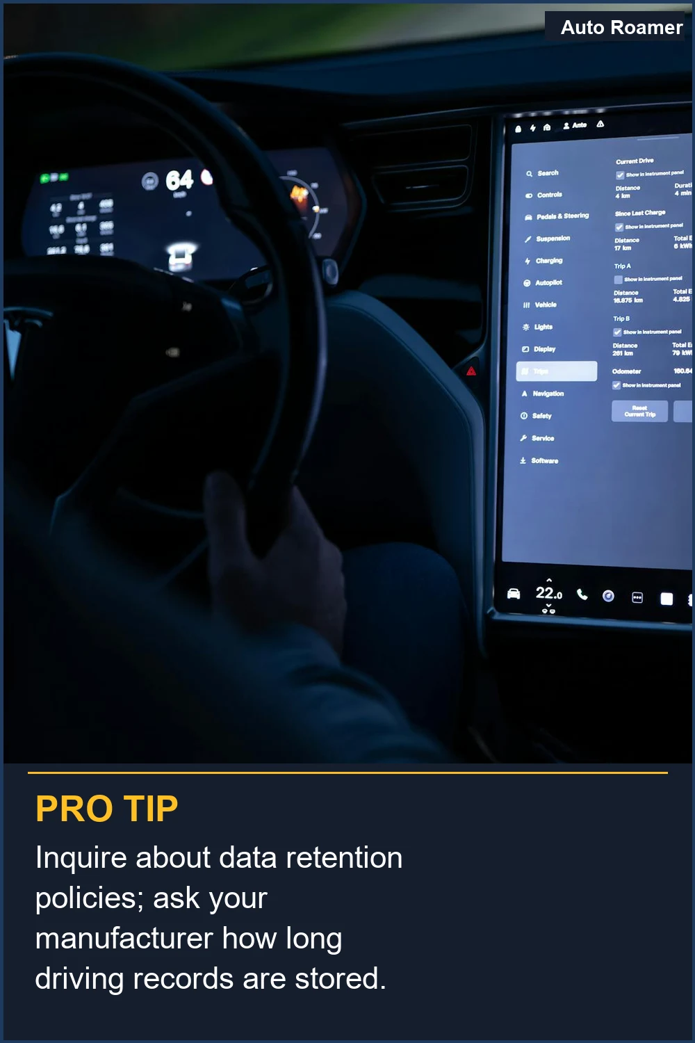 Pregunta sobre las políticas de retención de datos; consulta a tu fabricante cuánto tiempo se almacenan los registros de conducción.