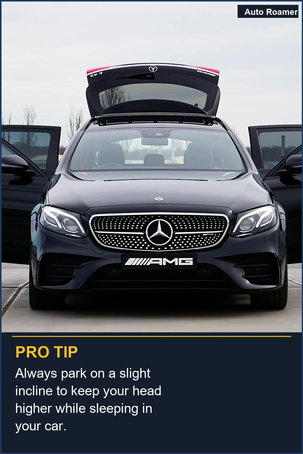 Always park on a slight incline to keep your head higher while sleeping in your car.