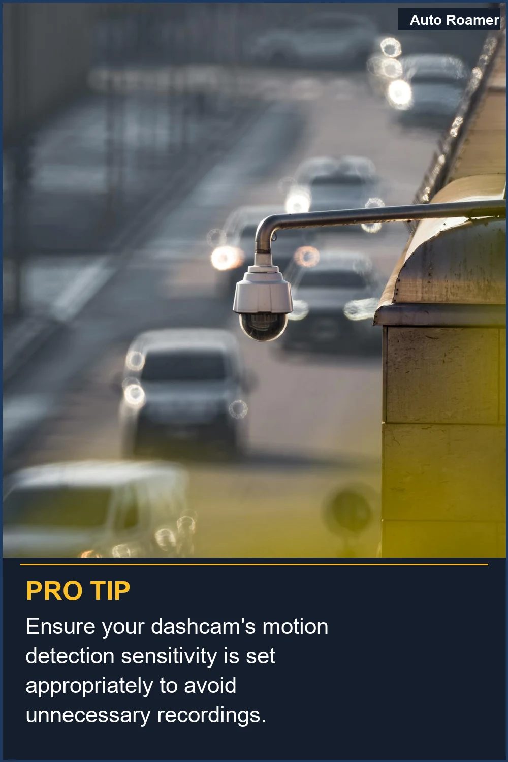 Ensure your dashcam's motion detection sensitivity is set appropriately to avoid unnecessary recordings.