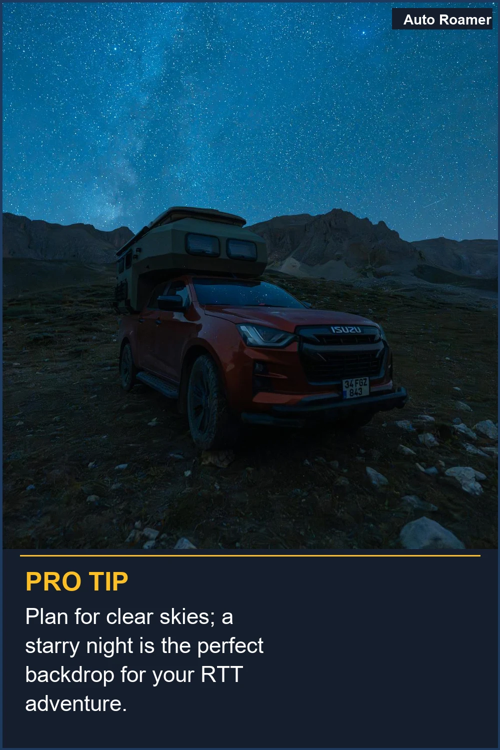 Planifica cielos despejados; una noche estrellada es el telón de fondo perfecto para tu aventura en RTT.