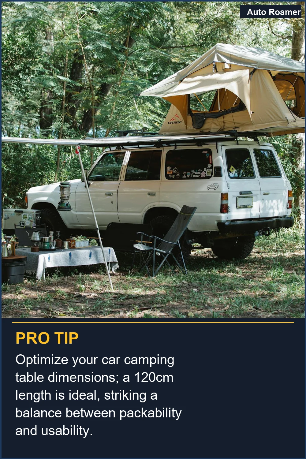 Optimize your car camping table dimensions; a 120cm length is ideal, striking a balance between packability and usability.
