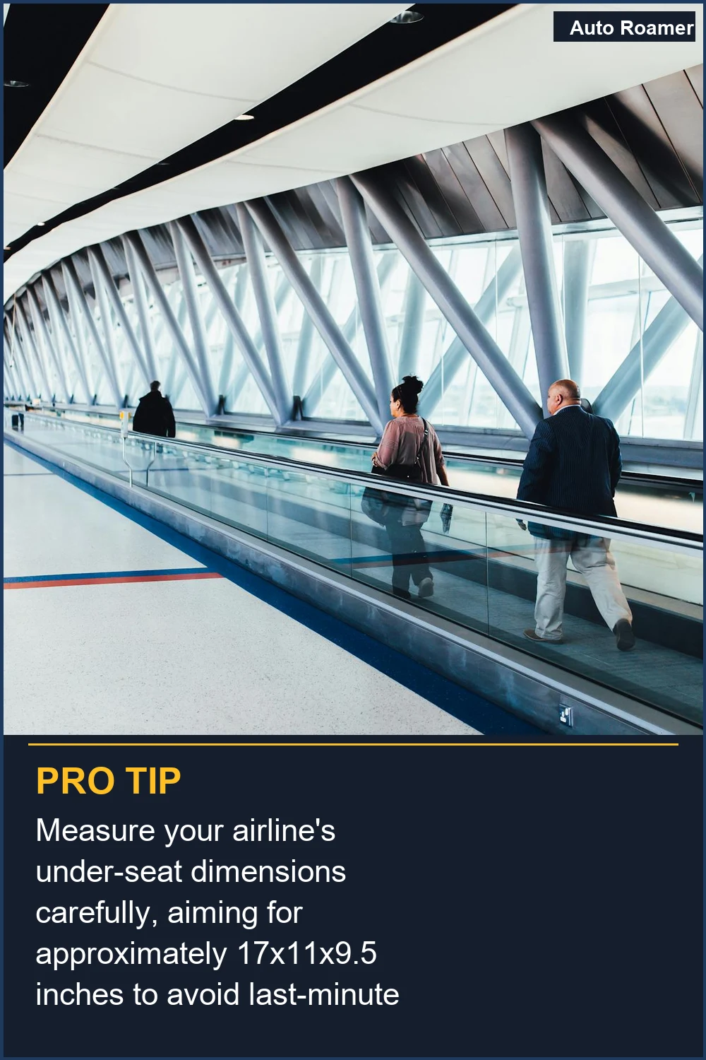Measure your airline's under-seat dimensions carefully, aiming for approximately 17x11x9.5 inches to avoid last-minute issues.