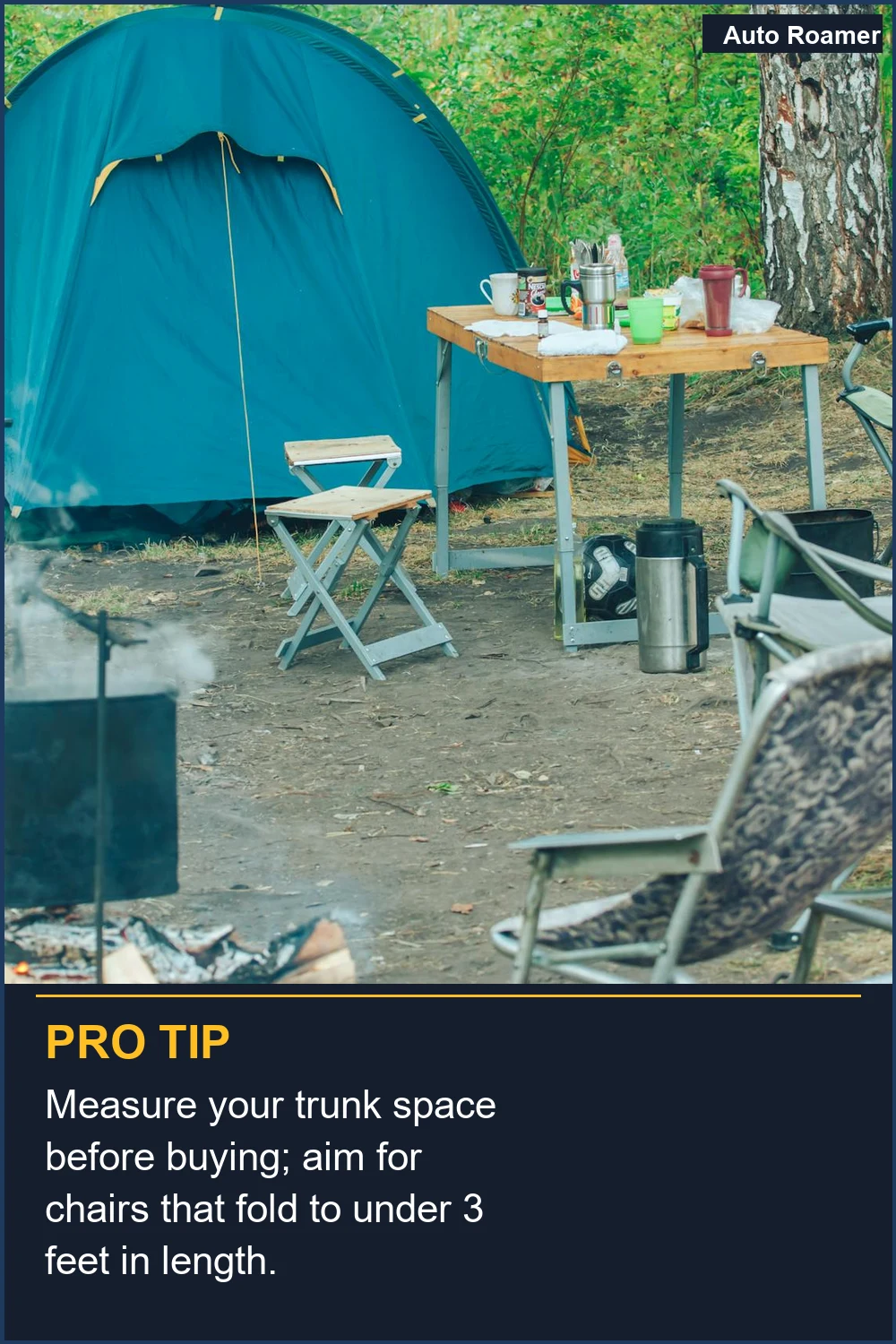 Measure your trunk space before buying; aim for chairs that fold to under 3 feet in length.