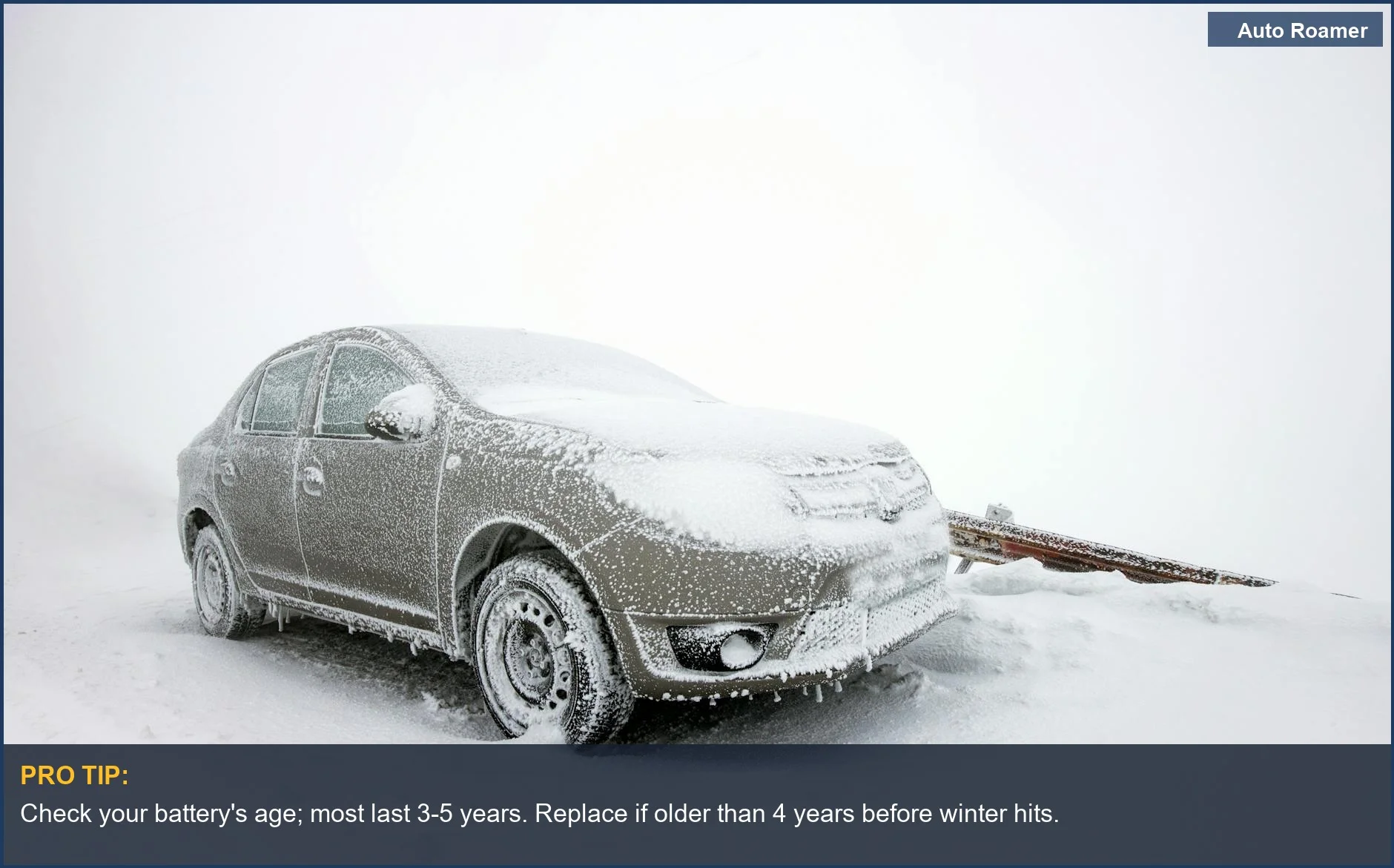 Car covered in snow and ice, illustrating a car won't start in cold weather.
