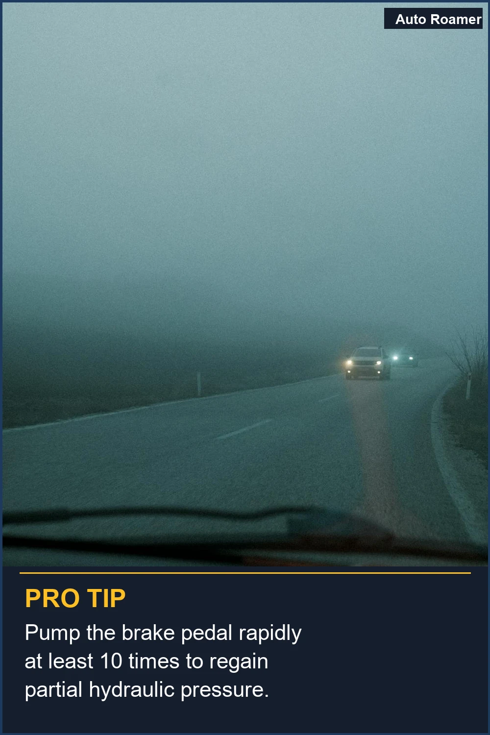 Pump the brake pedal rapidly at least 10 times to regain partial hydraulic pressure.