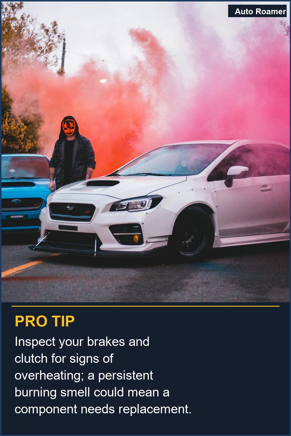 Inspect your brakes and clutch for signs of overheating; a persistent burning smell could mean a component needs replacement.