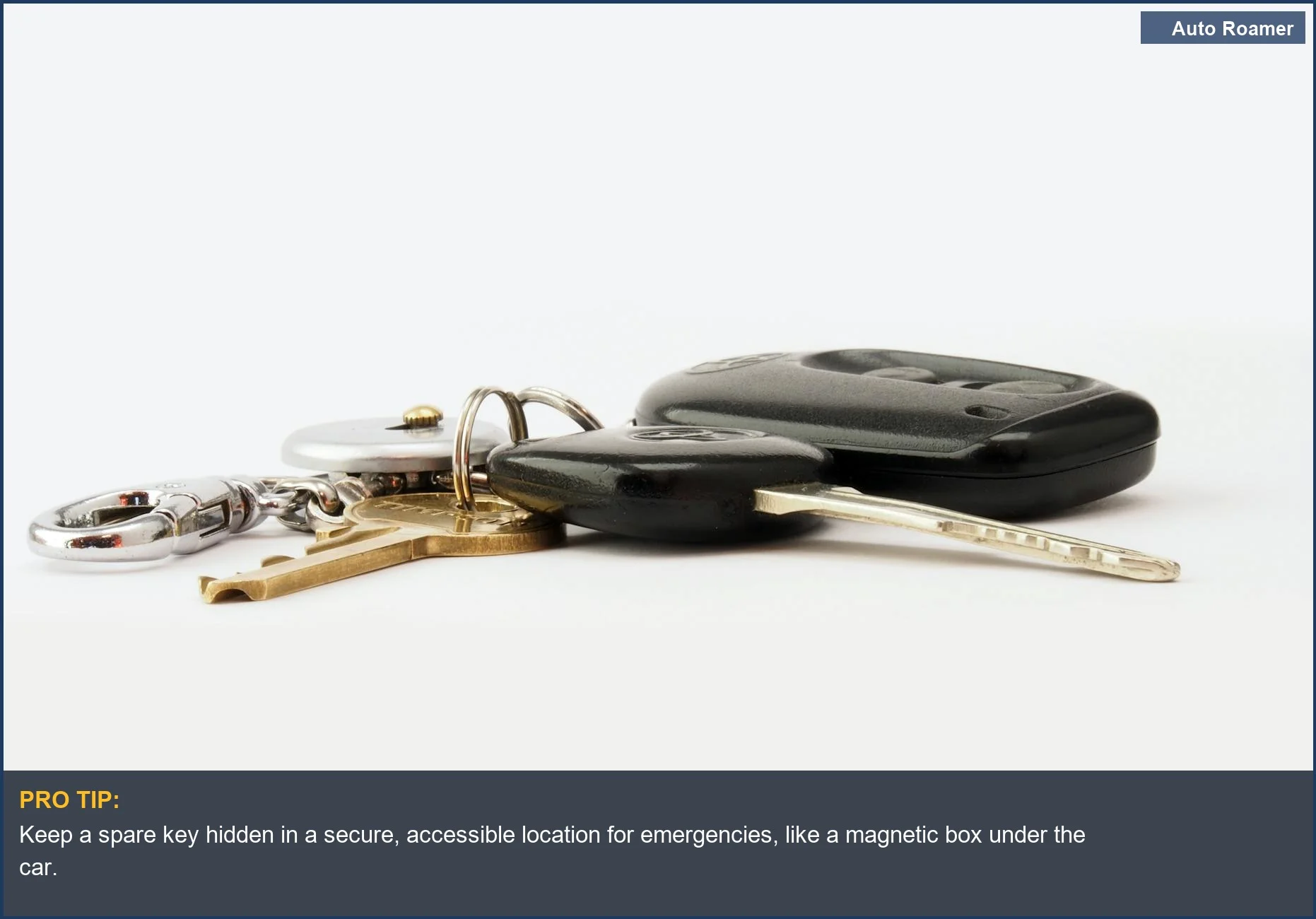 A set of modern car keys with a key fob and keychain resting on a clean white surface.