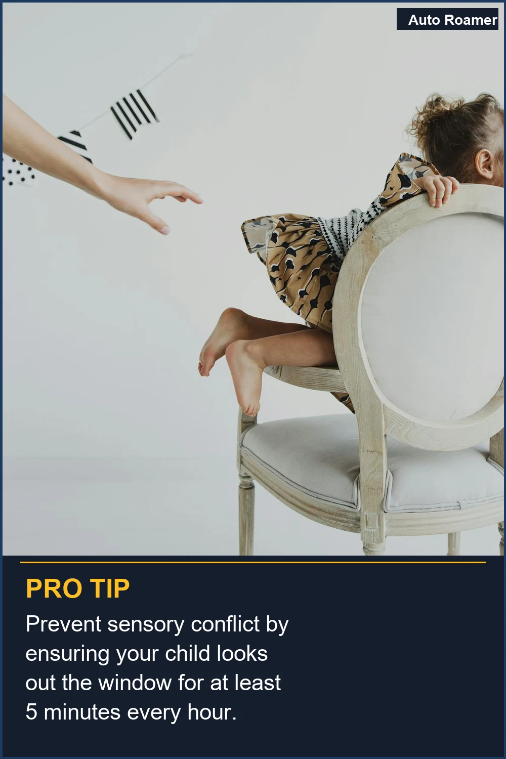 Prevent sensory conflict by ensuring your child looks out the window for at least 5 minutes every hour.