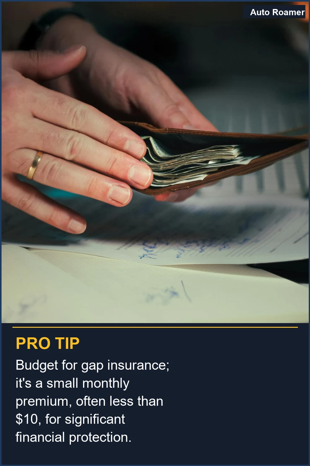Budget for gap insurance; it's a small monthly premium, often less than $10, for significant financial protection.
