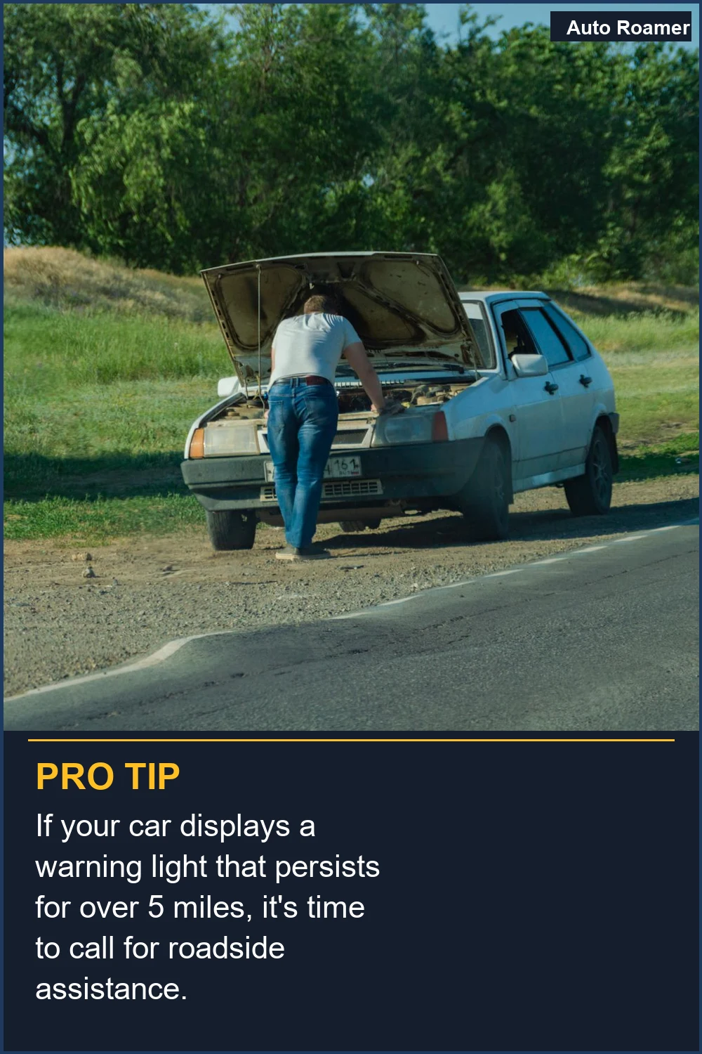 Si tu coche muestra una luz de advertencia que persiste durante más de 8 km, es hora de llamar a la asistencia en carretera.