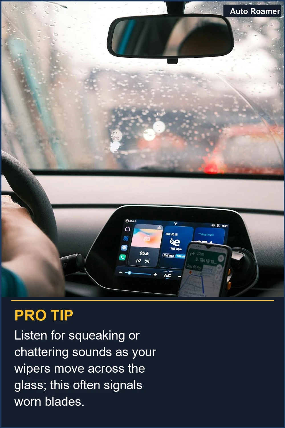 Listen for squeaking or chattering sounds as your wipers move across the glass; this often signals worn blades.