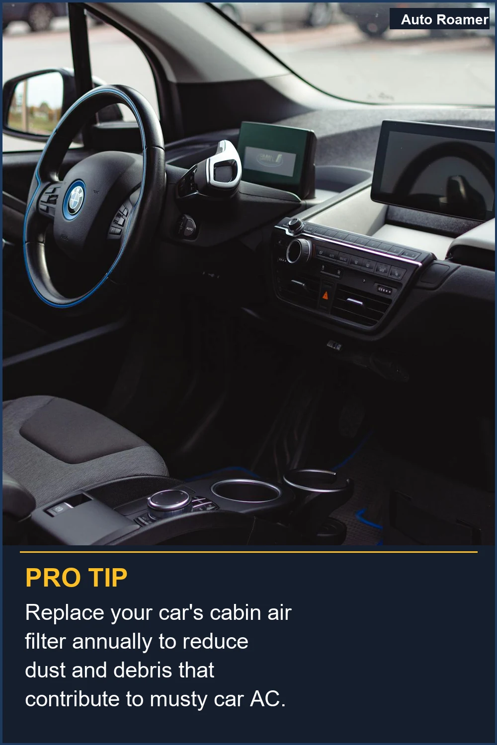Replace your car's cabin air filter annually to reduce dust and debris that contribute to musty car AC.