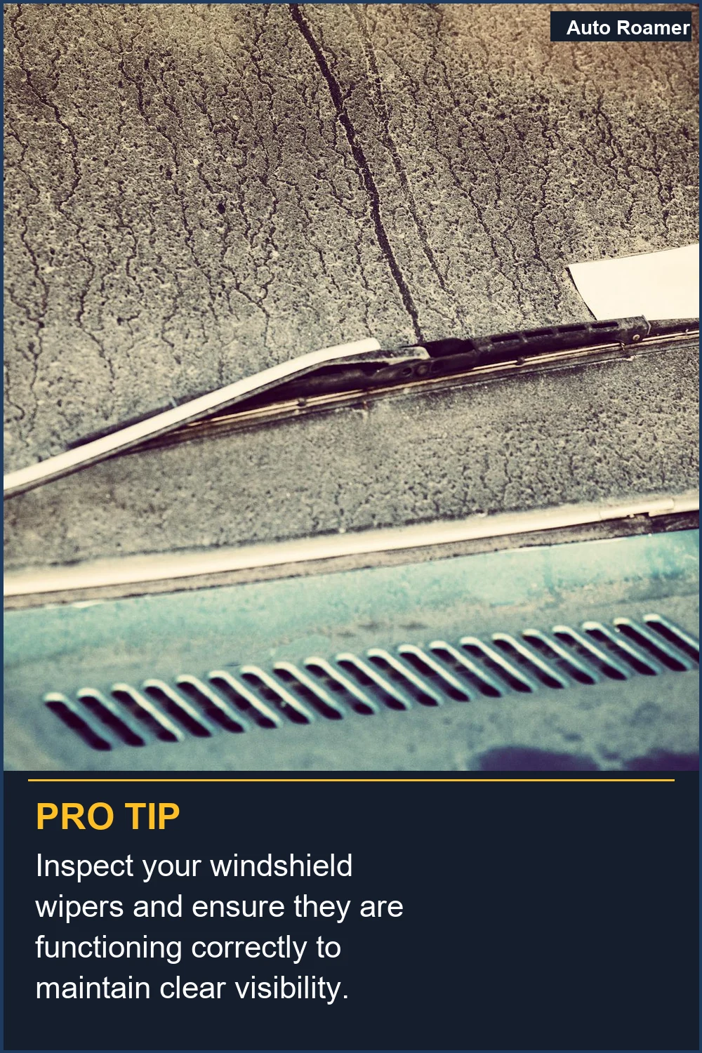 Inspect your windshield wipers and ensure they are functioning correctly to maintain clear visibility.