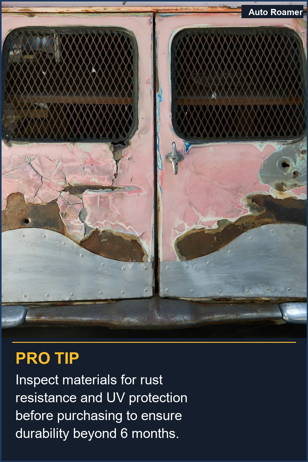 Inspect materials for rust resistance and UV protection before purchasing to ensure durability beyond 6 months.