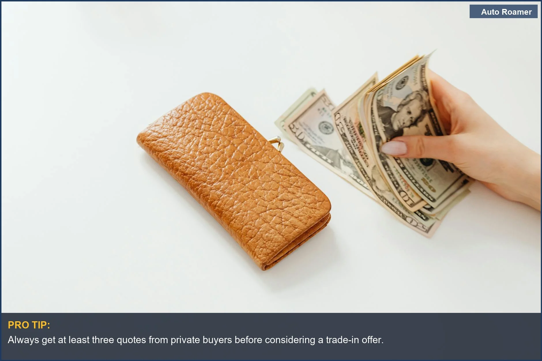 Counting American dollars illustrates why trading in your car is a bad financial deal.