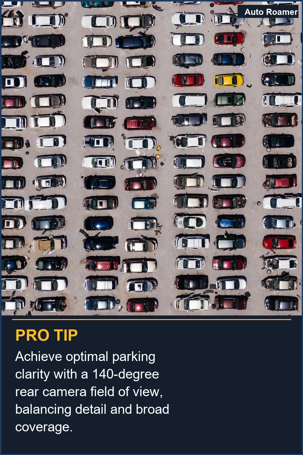 Achieve optimal parking clarity with a 140-degree rear camera field of view, balancing detail and broad coverage.