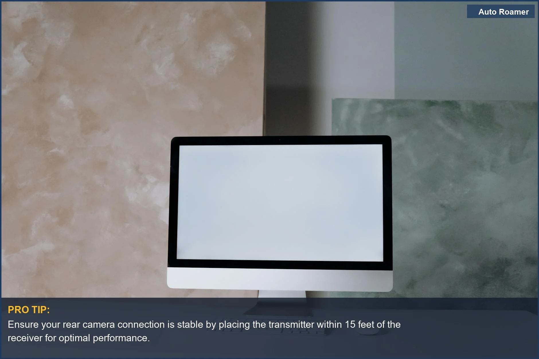 Modern desktop setup with computer screen, highlighting the importance of reliable rear camera connection.