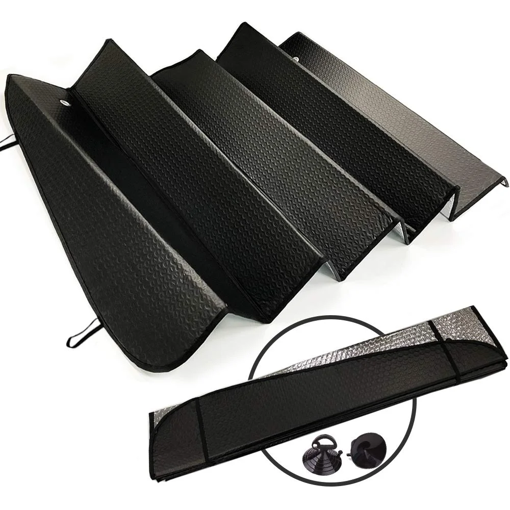 Big Hippo Front Car Sun Shade Windshield — Best Car Window Shades for Camping: Full-Cabin Blackout (alternate view)