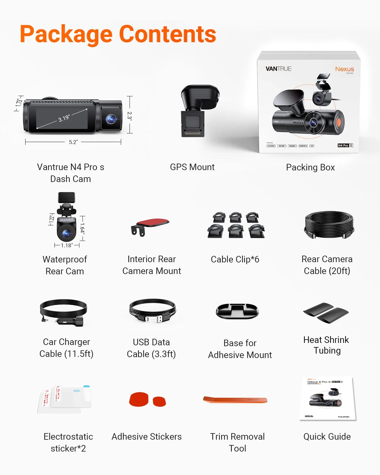 Vantrue N4 Pro S 4K 3 Channel Dash Cam (alternate view)