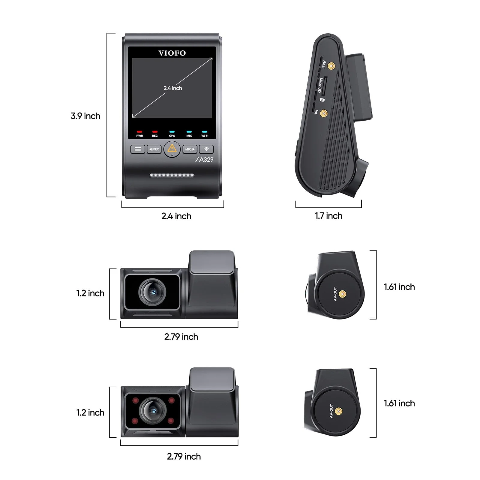 VIOFO A329S 4K 3 Channel Dash Cam (alternate view)