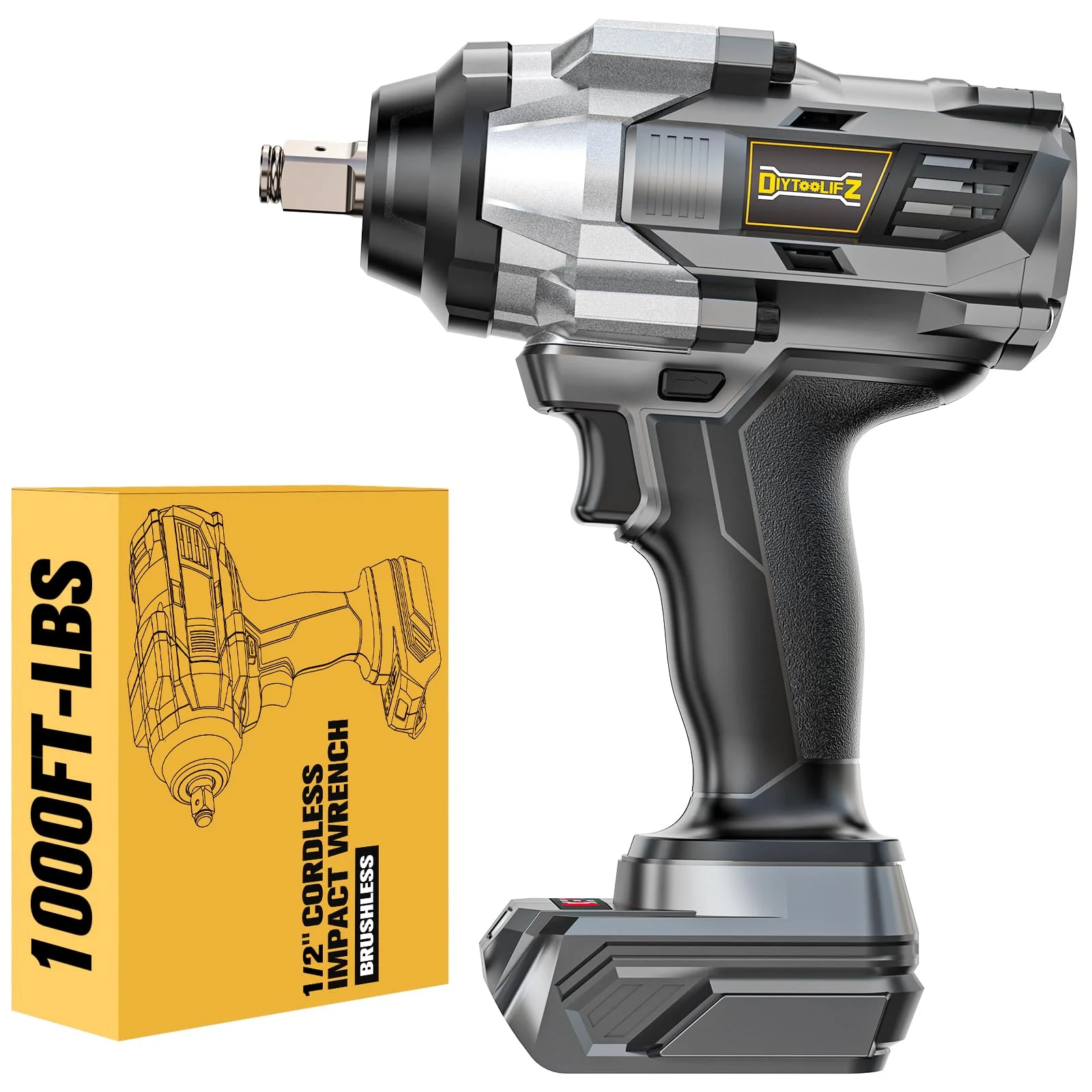 DIYtoolifz Cordless Impact Wrench 1/2 inch Compatible