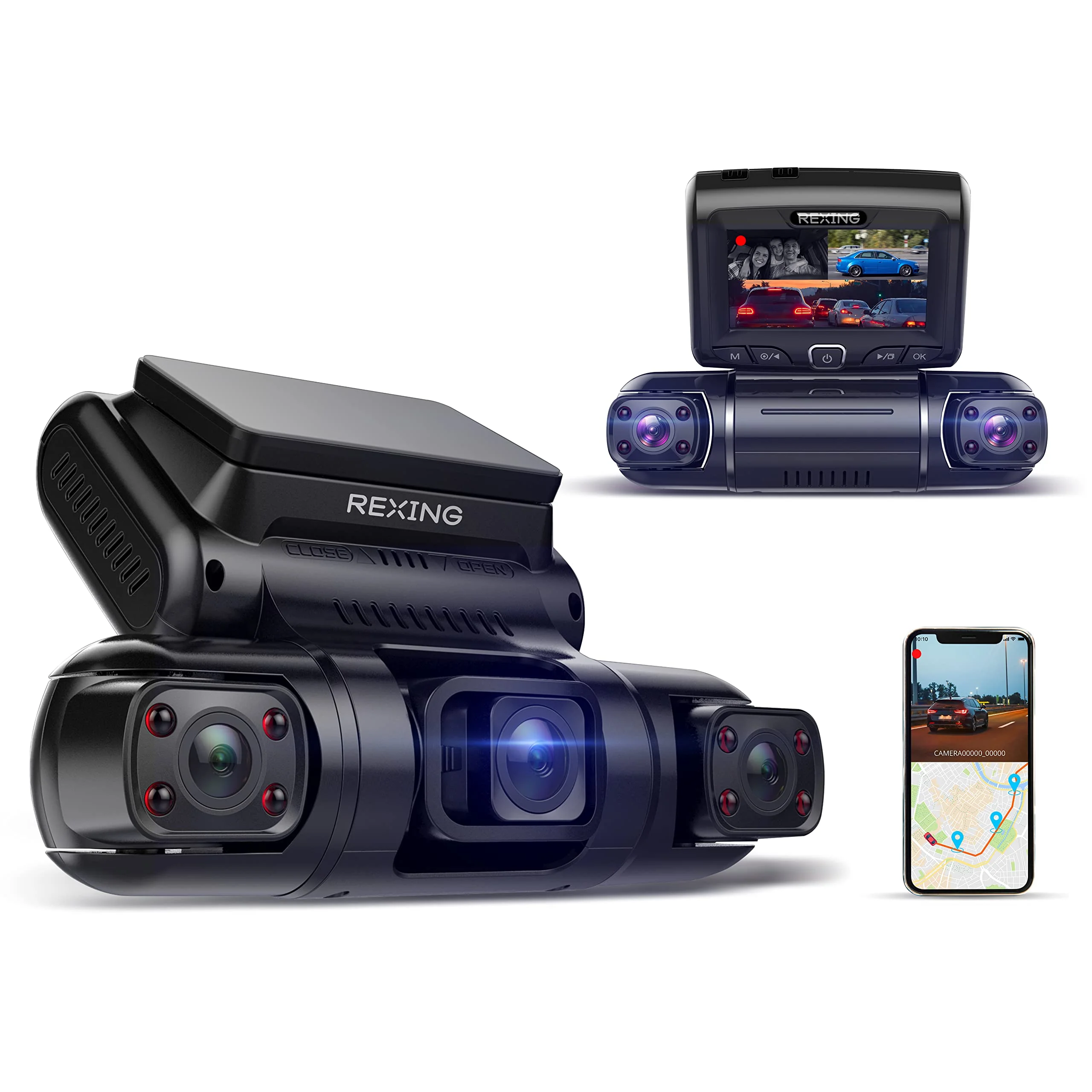 RexingUSA S3 3-Channel Dash Cam