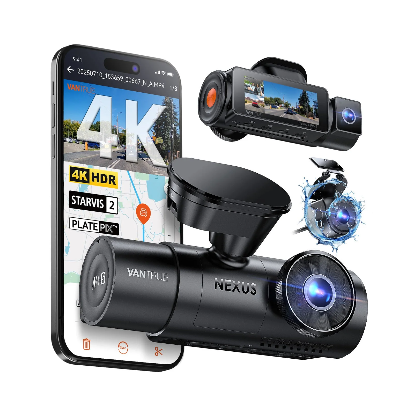 Vantrue N4 Pro S 4K 3 Channel Dash Cam