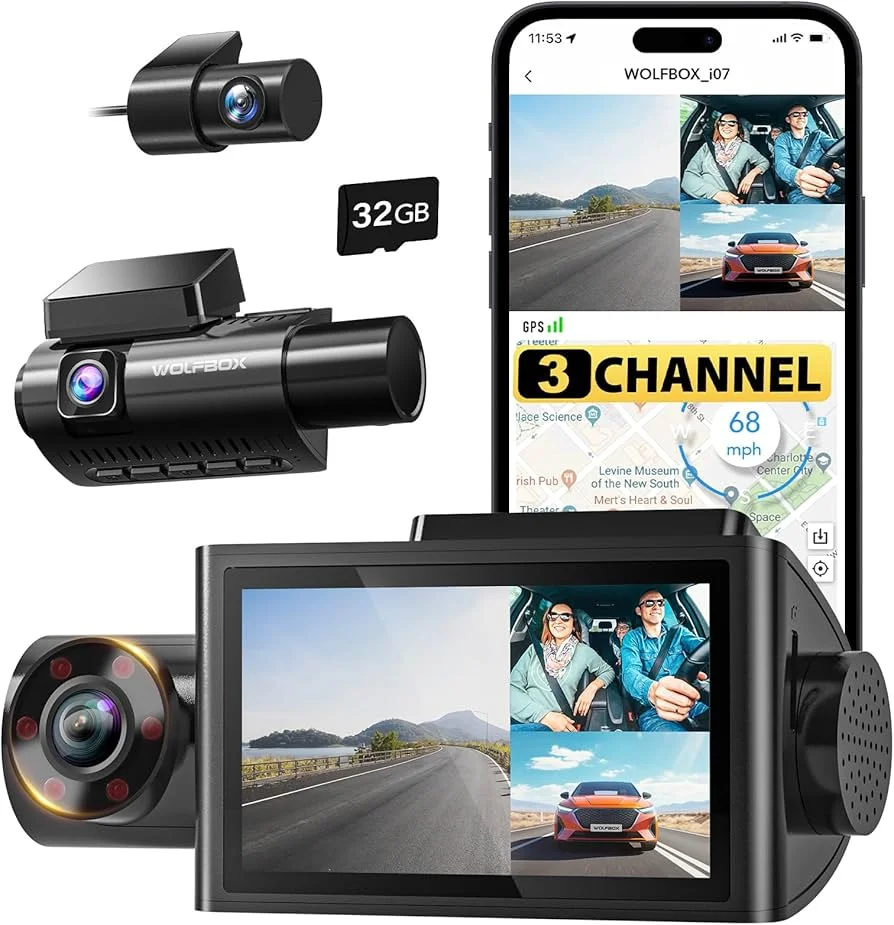 WOLFBOX i07 3 Channel Dash Cam Built-in WiFi