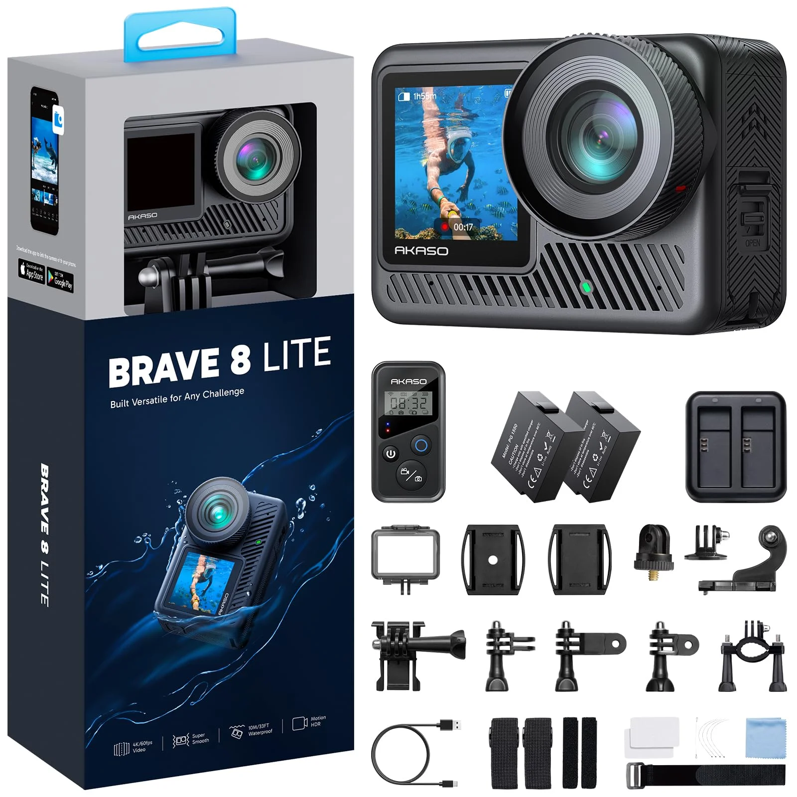 AKASO Brave 8 — Action Camera With Longest Battery Life: DJI Osmo 5 Pro