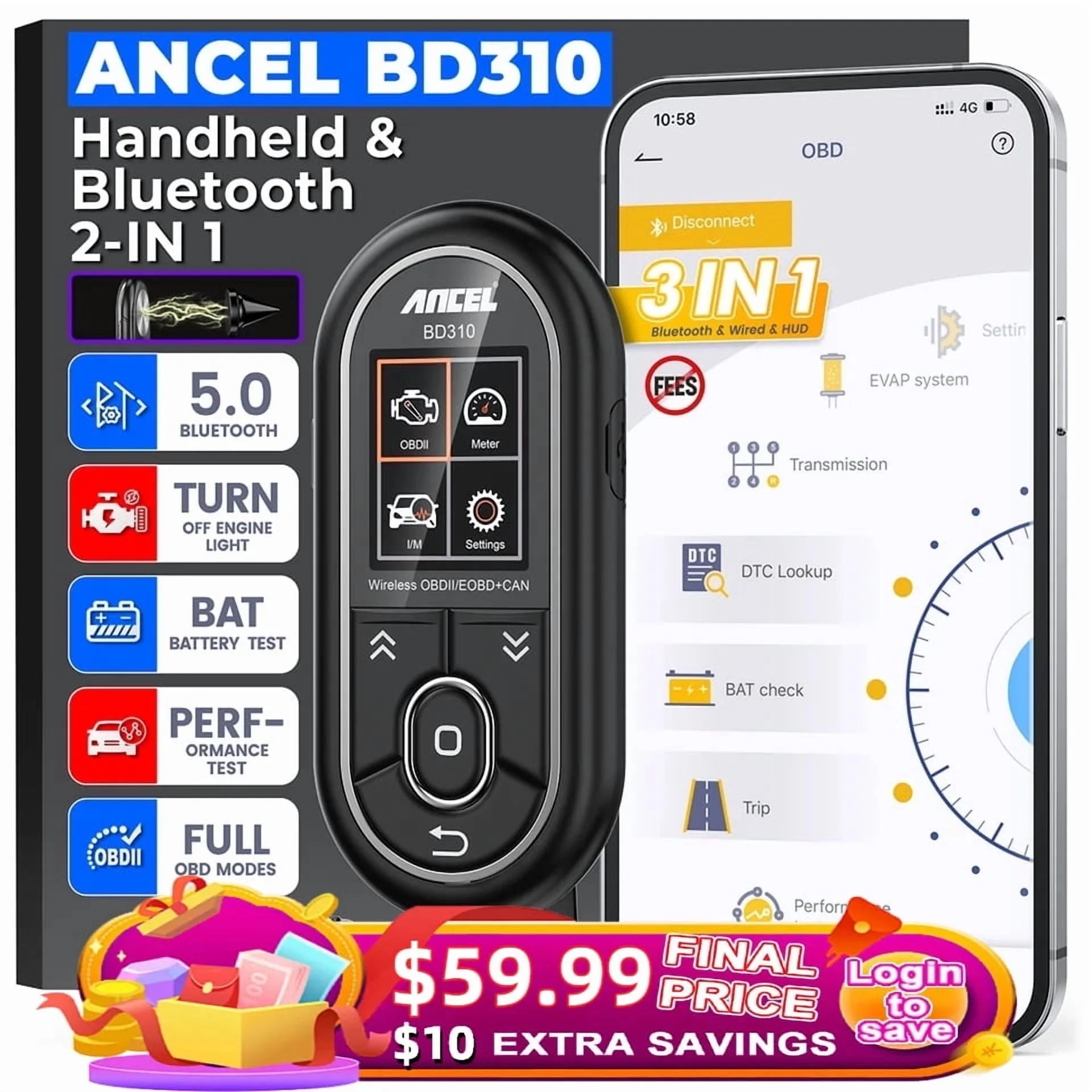 ANCEL BD310 Bluetooth OBD2 Scanner