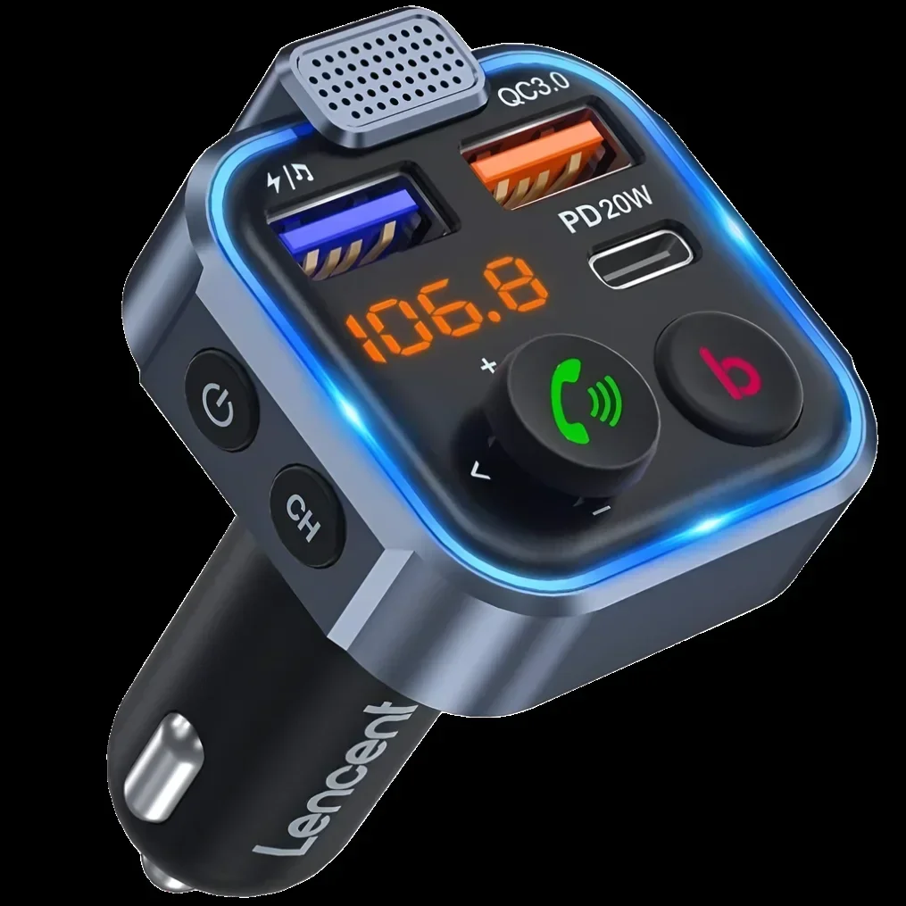 LENCENT Bluetooth 5.3 FM Transmitter — Best Car FM Transmitter: 6 Bluetooth Picks Compared on the Specs That Matter (2026)