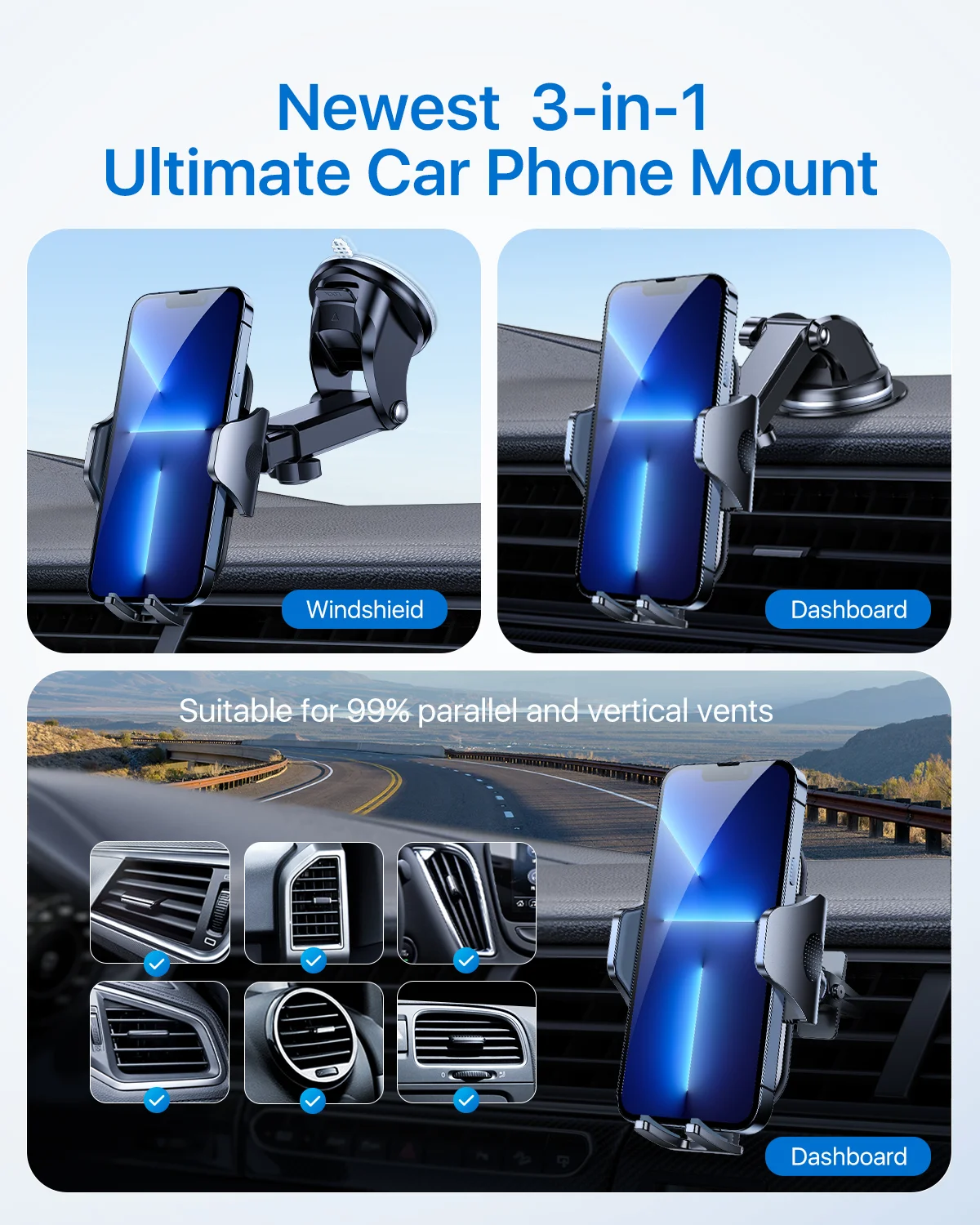 Andobil Dashboard & Windshield Suction Car Mount