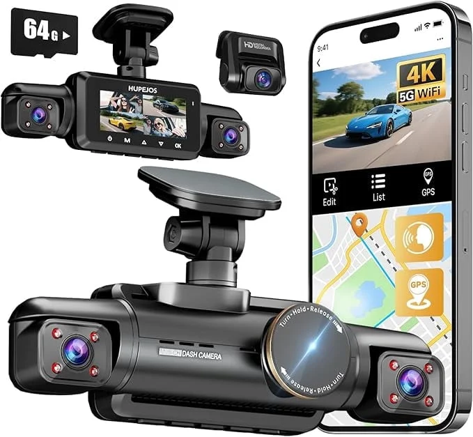 HUPEJOS AI 4K Dash Cam Front and Inside
