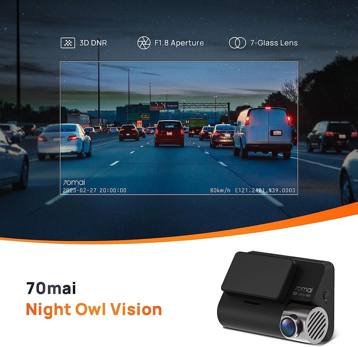 70mai A800S 4K Dual Dash Cam