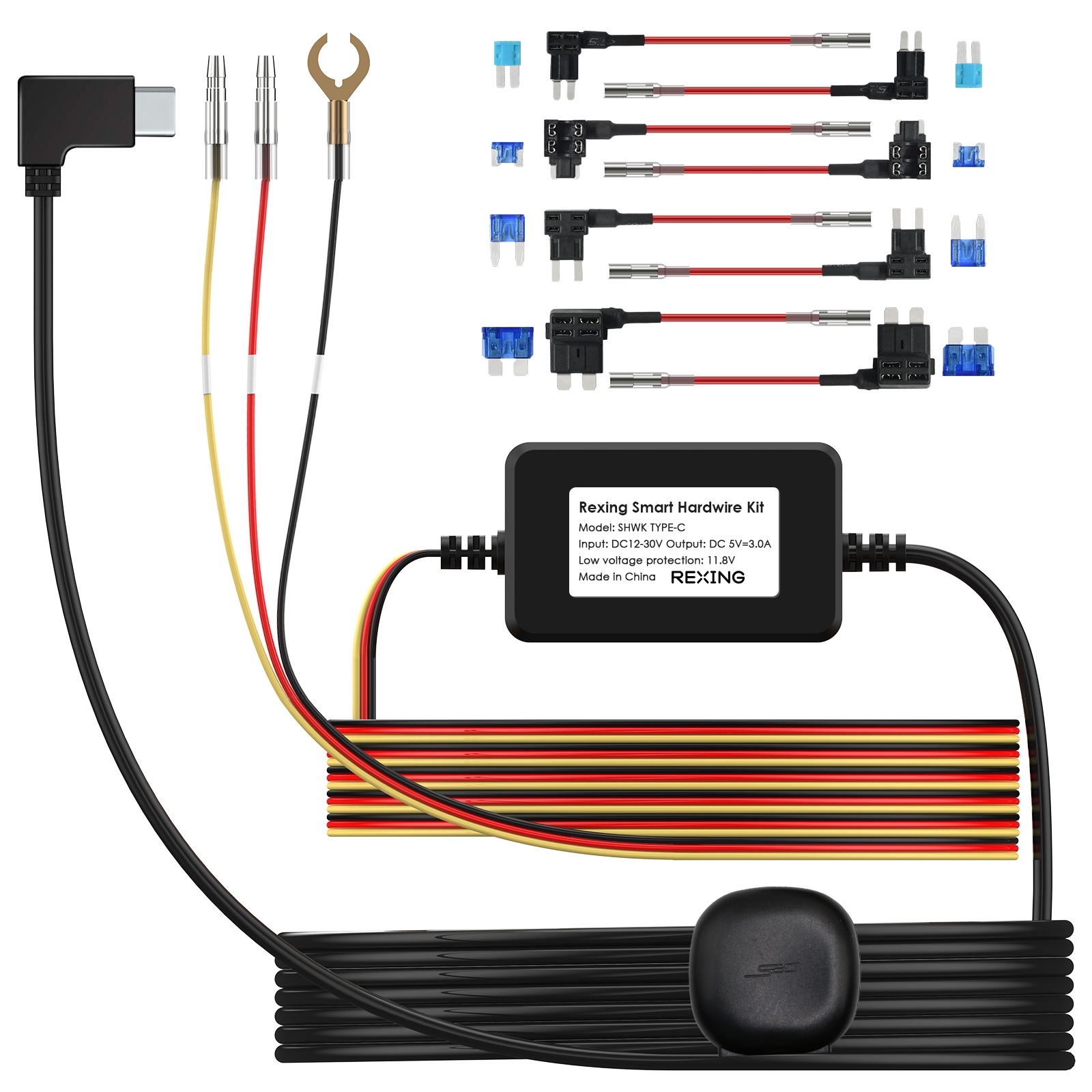 RexingUSA Type-C Dash Cam Hardwire Kit, 12V-30V to 5V/2A