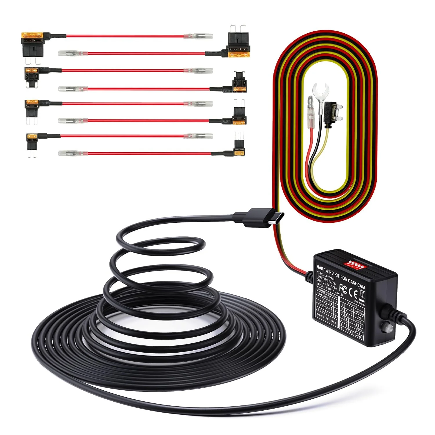 Vantrue 5-Level Adjustable ACC Hardwire Kit — Best Dash Cam Hardwire Kit: LVC at 11.8V Saves Your Battery